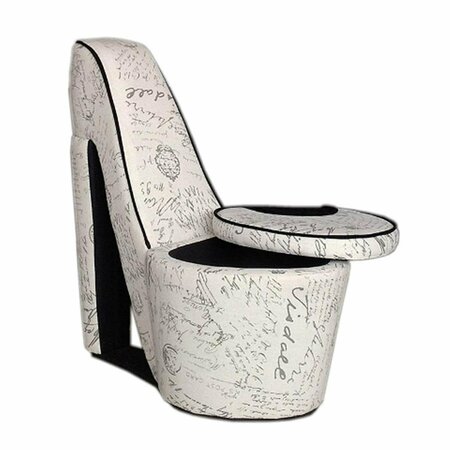 ORE INTERNATIONAL 32.86 in. Old World High Heel Shoe with Storage Ottoman, Off-White HB4542